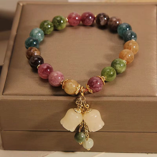 Handmade Crystal Orchid Beaded Bracelet