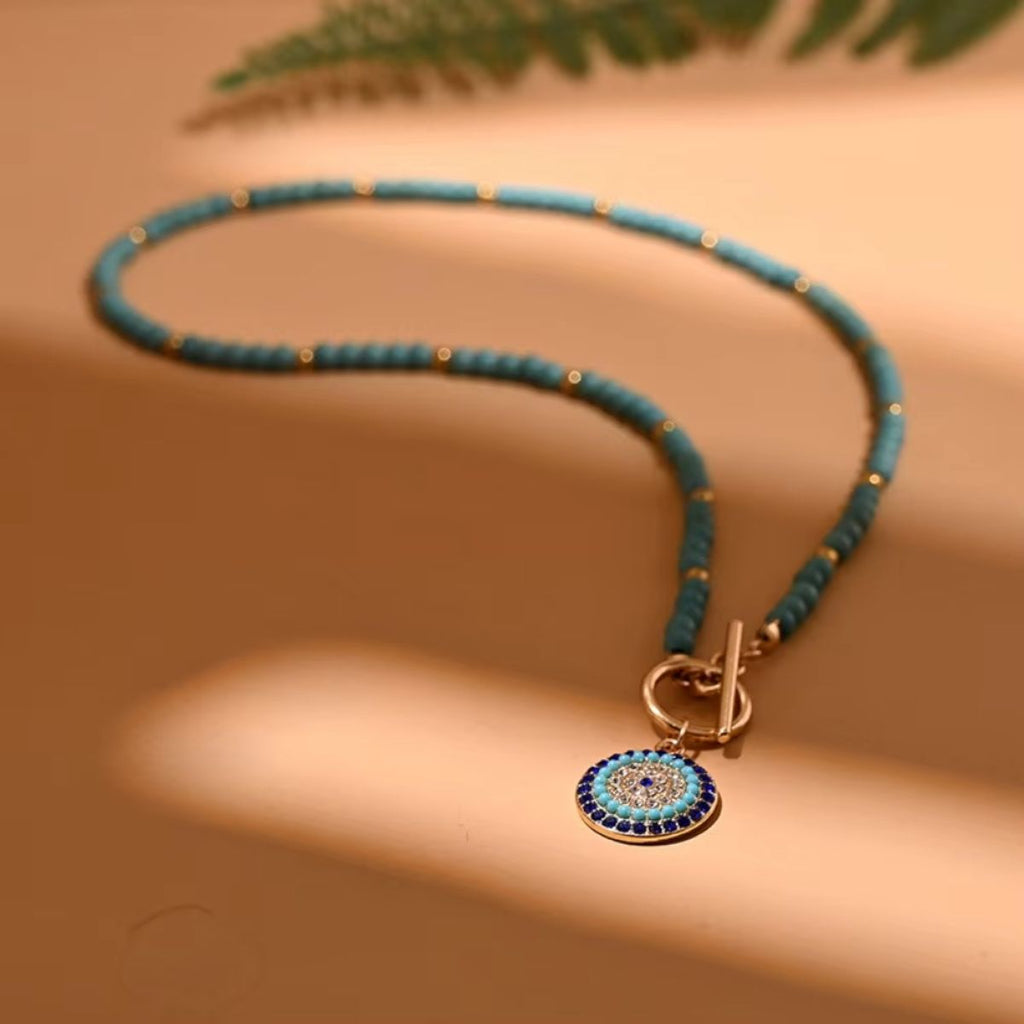 Handmade Boho Evil Eye Beaded Choker