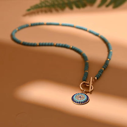 Handmade Boho Evil Eye Beaded Choker
