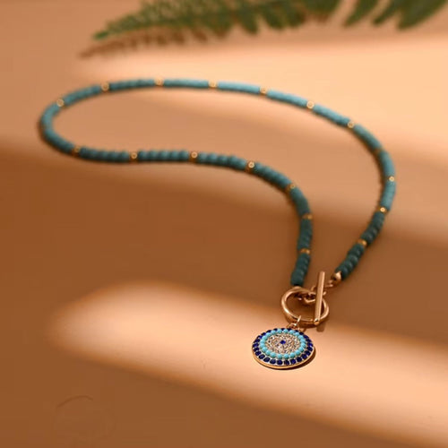 Handmade Boho Evil Eye Beaded Choker