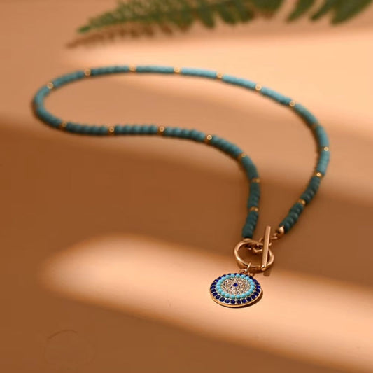 Handmade Boho Evil Eye Beaded Choker