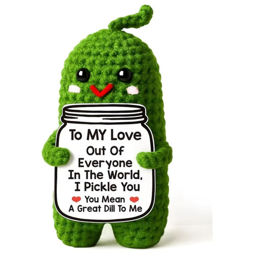 Handmade Positive Crochet Emotional Support Pickle
