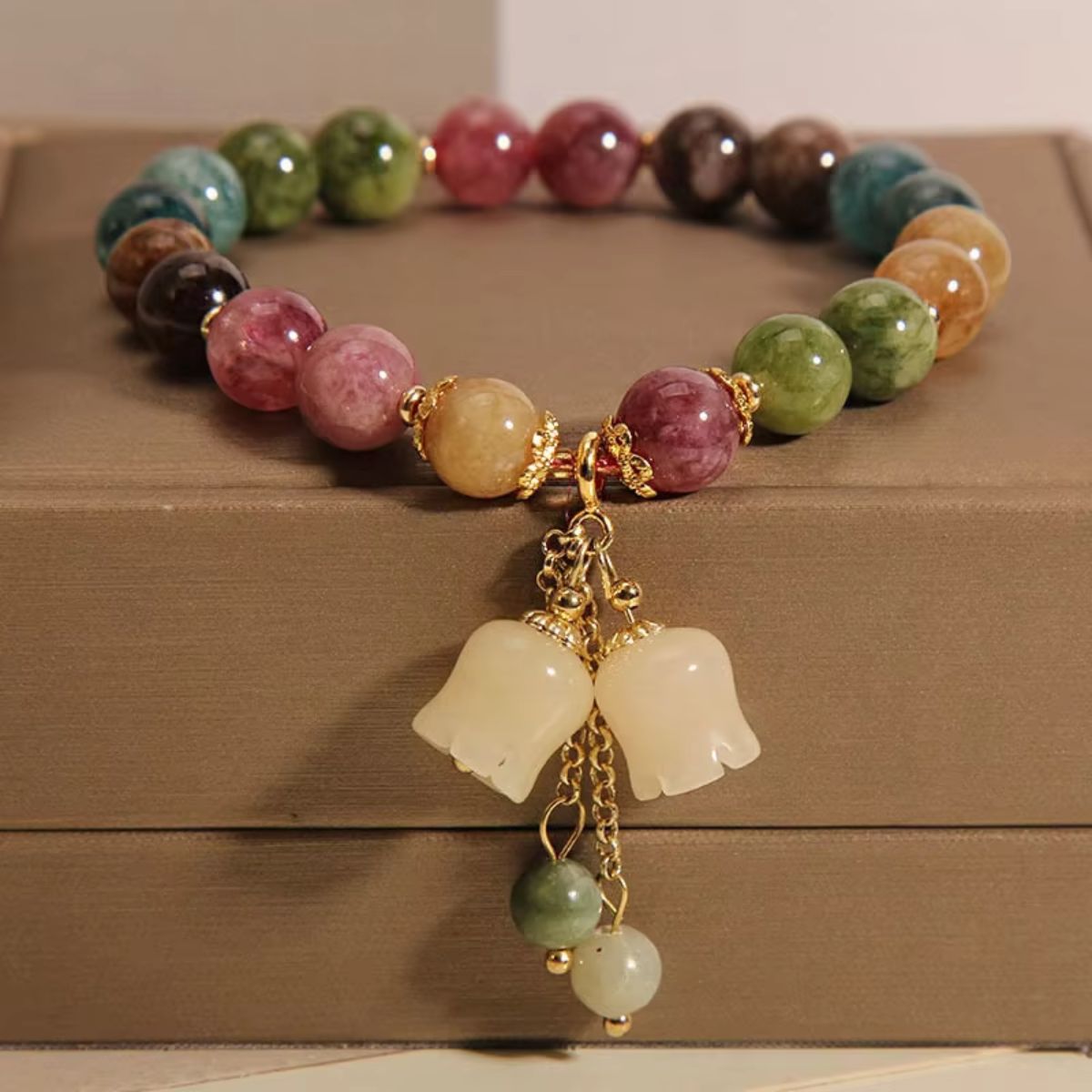 Handmade Crystal Orchid Beaded Bracelet