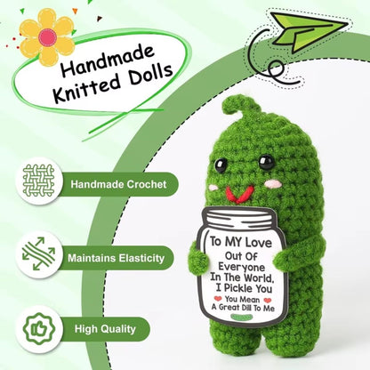Handmade Positive Crochet Emotional Support Pickle