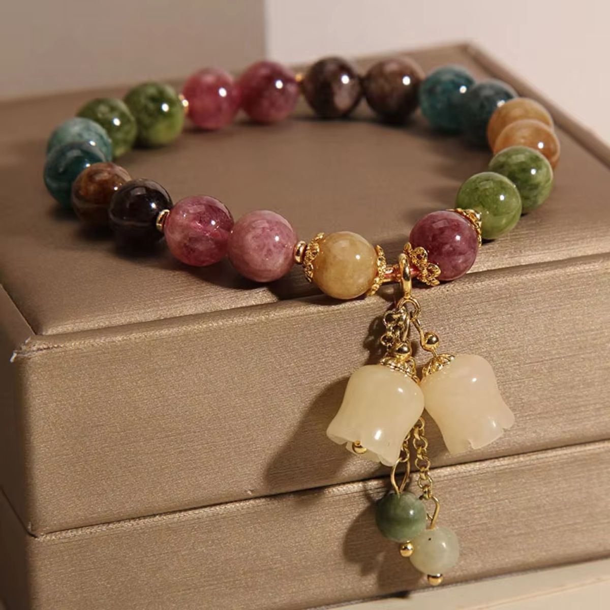 Handmade Crystal Orchid Beaded Bracelet