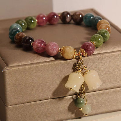 Handmade Crystal Orchid Beaded Bracelet