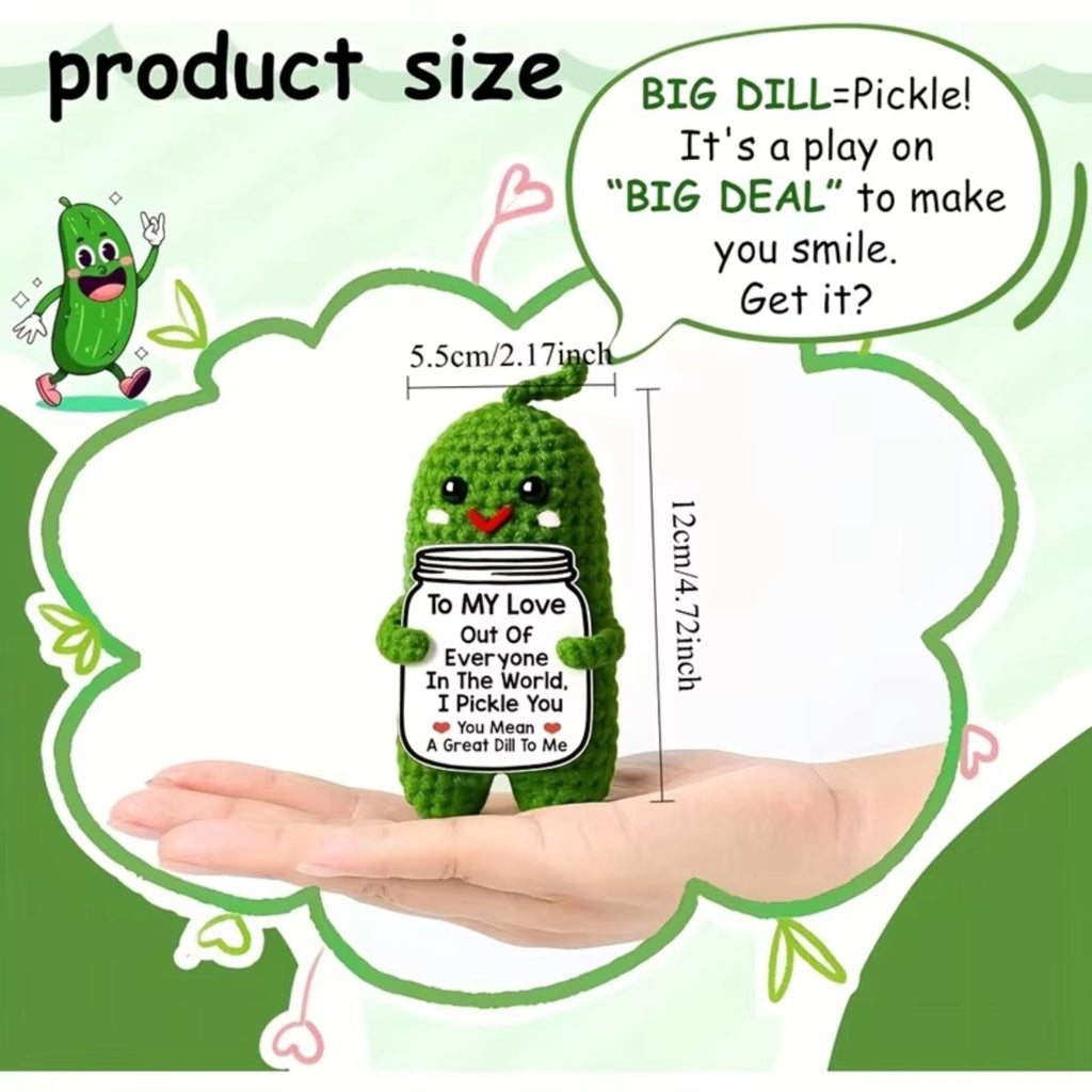 Handmade Positive Crochet Emotional Support Pickle