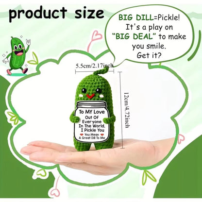 Handmade Positive Crochet Emotional Support Pickle